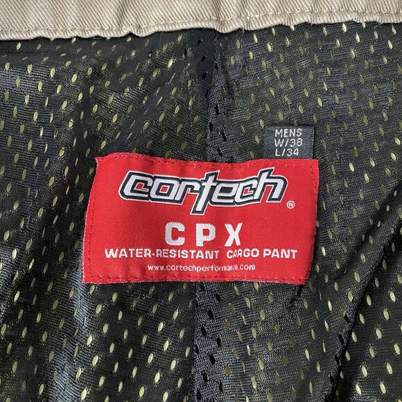 Cortech CRX Motorcycle Cargo Pants Mens 38x34 Beige Tan Water Resistant Kenytex - Picture 11 of 13